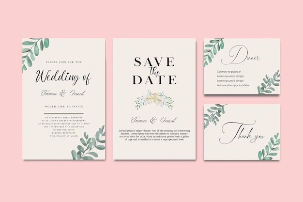 modelo de cartão de convite de casamento com texto e flor PSD Premium