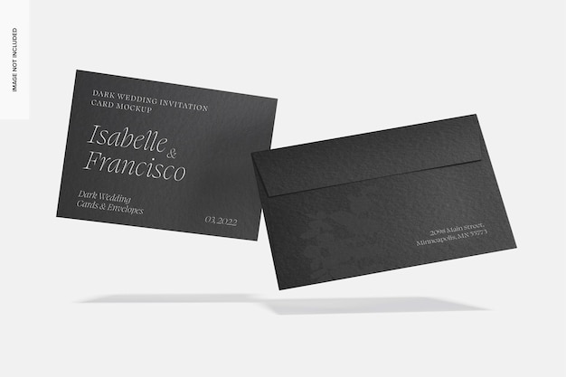 Modelo de cartão de convite de casamento escuro, caindo