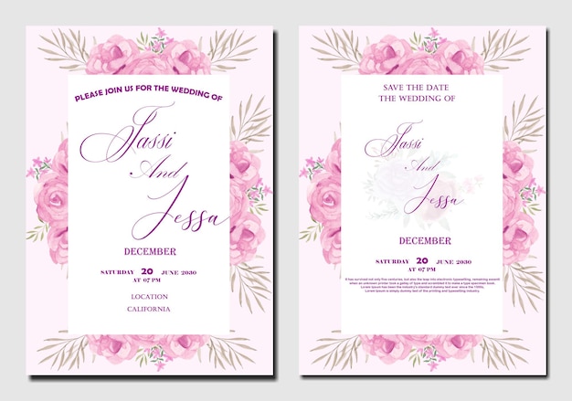 PSD modelo de cartão de convite de casamento linda guirlanda floral psd premium