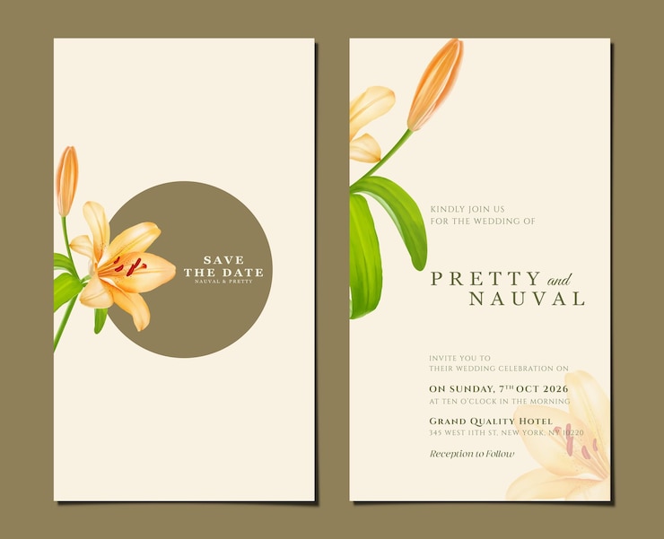 PSD modelo de cartão de convite eletrônico de casamento com flores