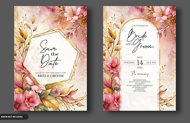 Modelo de cartão de convite floral para casamento