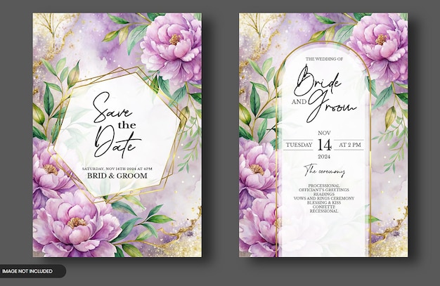Modelo de cartão de convite floral para casamento