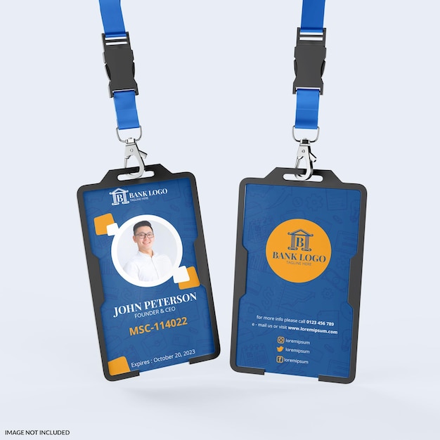 Modelo de cartão de identidade com titular