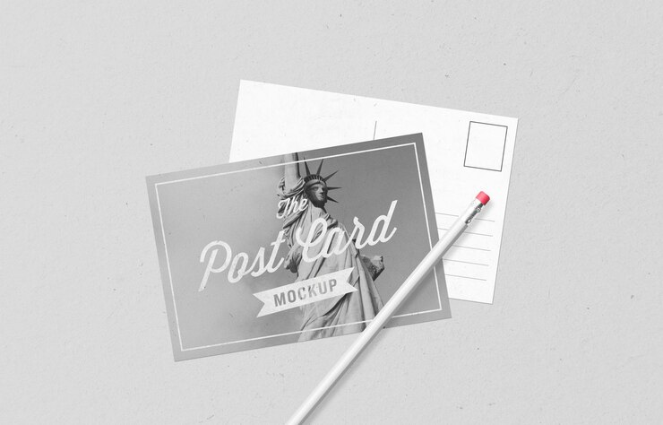 PSD modelo de cartão postal com a estátua da liberdade