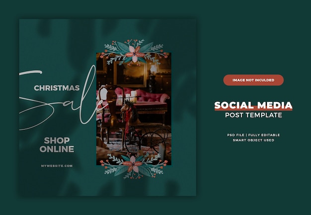 PSD modelo de cartão postal ou banner de natal no instagram