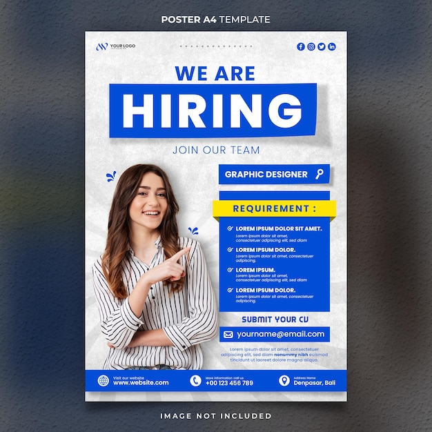 Modelo de cartaz A4 ou banner de vaga de emprego