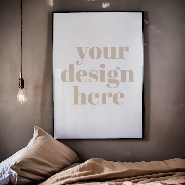 Modelo de cartaz com obras de arte emolduradas interior exibição de arte de renderização