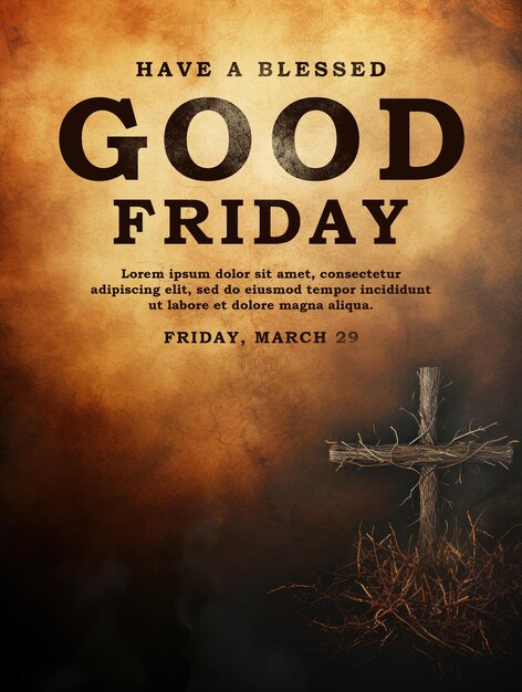 Modelo de cartaz de boa sexta-feira com madeira de cruz