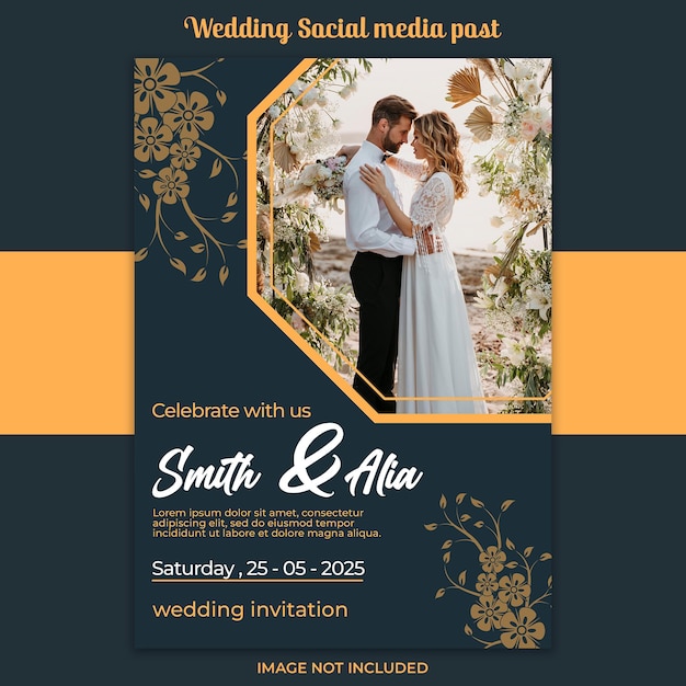 Modelo de cartaz de casamento elegante