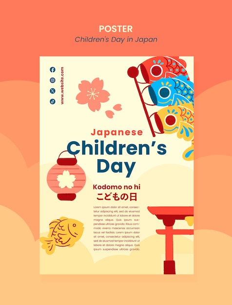 Modelo de cartaz de celebração do Dia das Crianças no Japão