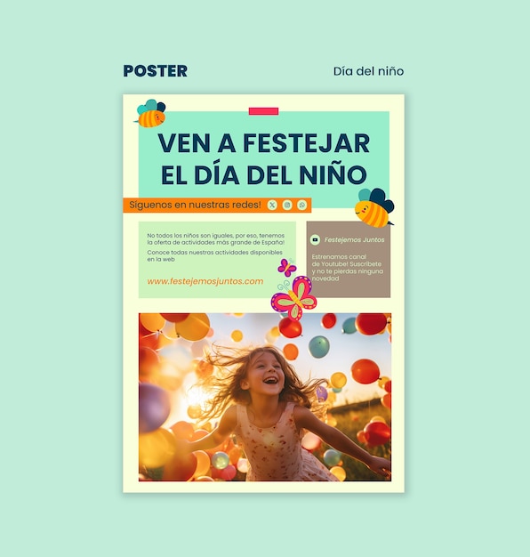 PSD modelo de cartaz de celebração do dia del nino