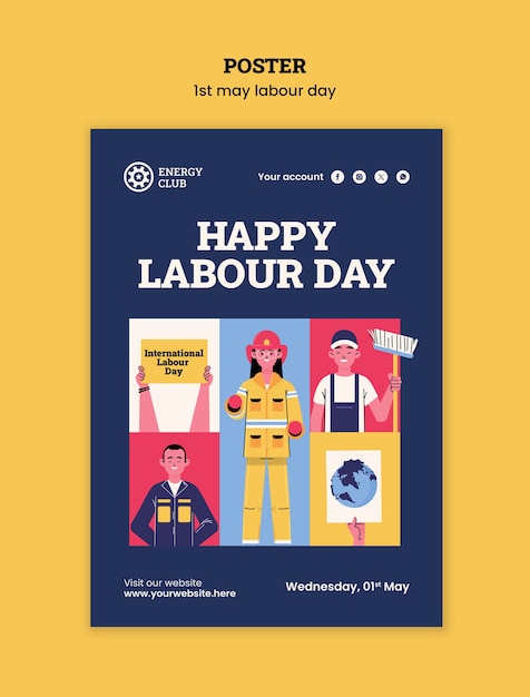 Modelo de cartaz de celebração do Dia do Trabalho