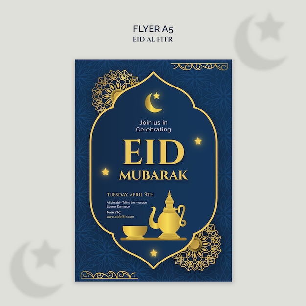 PSD modelo de cartaz de celebração do eid al fitr