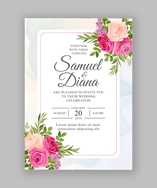 Modelo de cartaz de convite floral para casamento