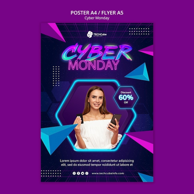 Modelo de cartaz de desconto cyber segunda-feira