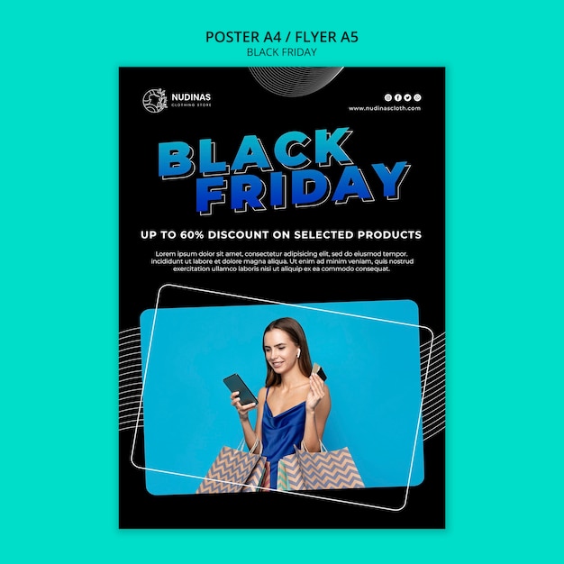 Modelo de cartaz de desconto de sexta-feira negra gradiente