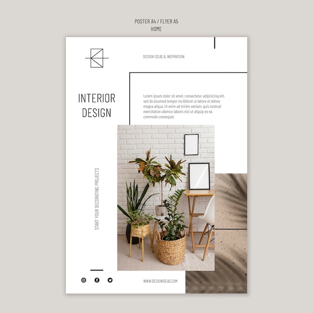 Modelo de cartaz de design de interiores minimalista