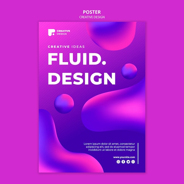 PSD modelo de cartaz de design fluido