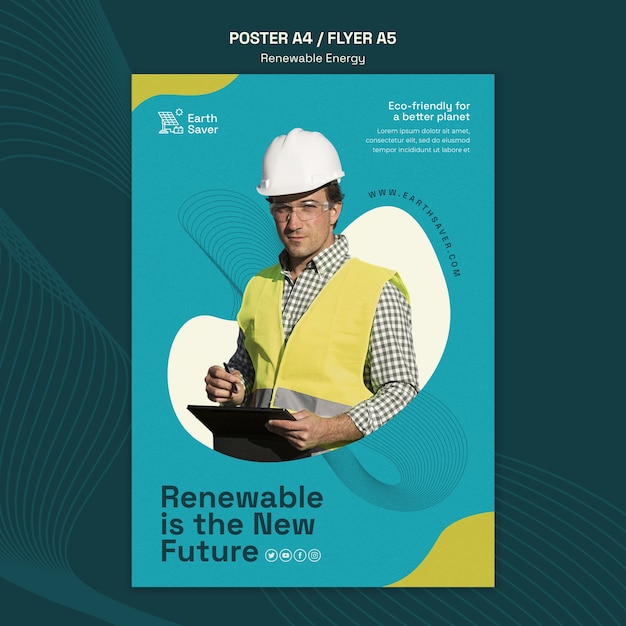 Modelo de cartaz de energia renovável de formas fluidas