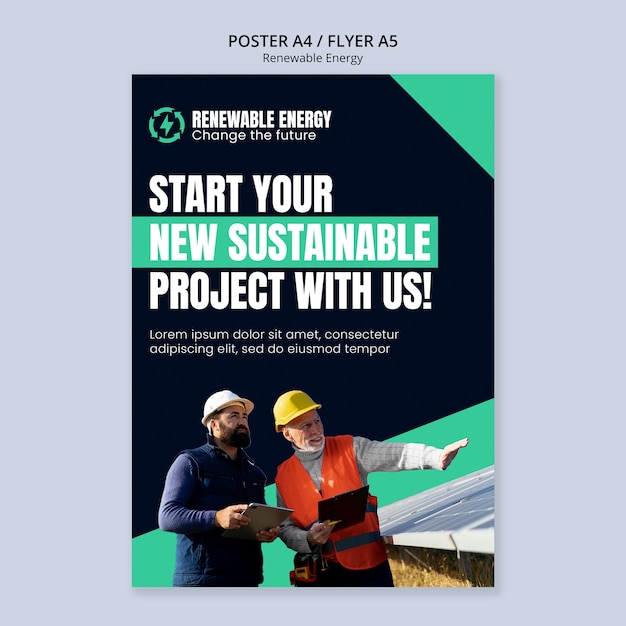 PSD modelo de cartaz de energia renovável