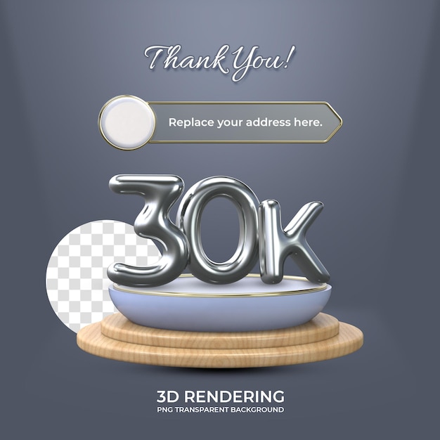 Modelo de cartaz de fã de mídia social de celebração 30k renderização em 3d