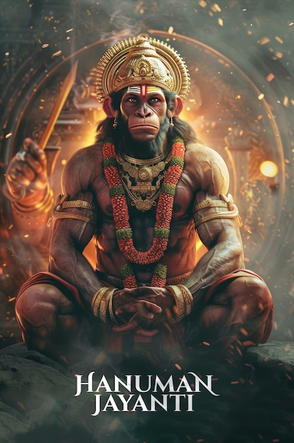 PSD modelo de cartaz de feliz hanuman jayanti e postagem social de mídia