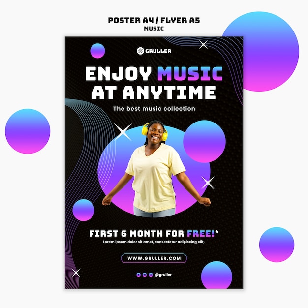 Modelo de cartaz de festival de música em gradiente