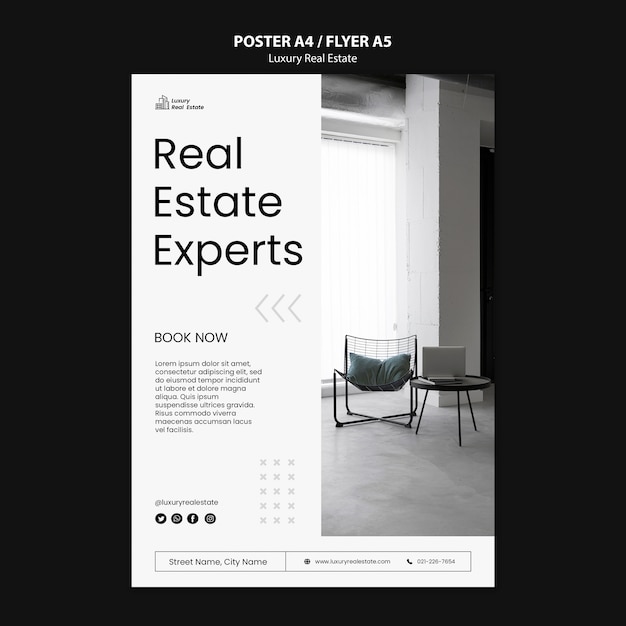 Modelo de cartaz de imóveis de luxo