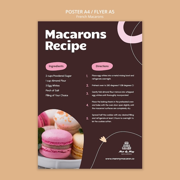 PSD modelo de cartaz de macarons franceses