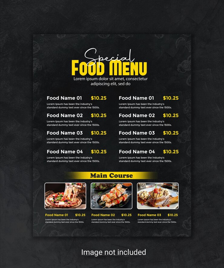 modelo de cartaz de menus e restaurantes