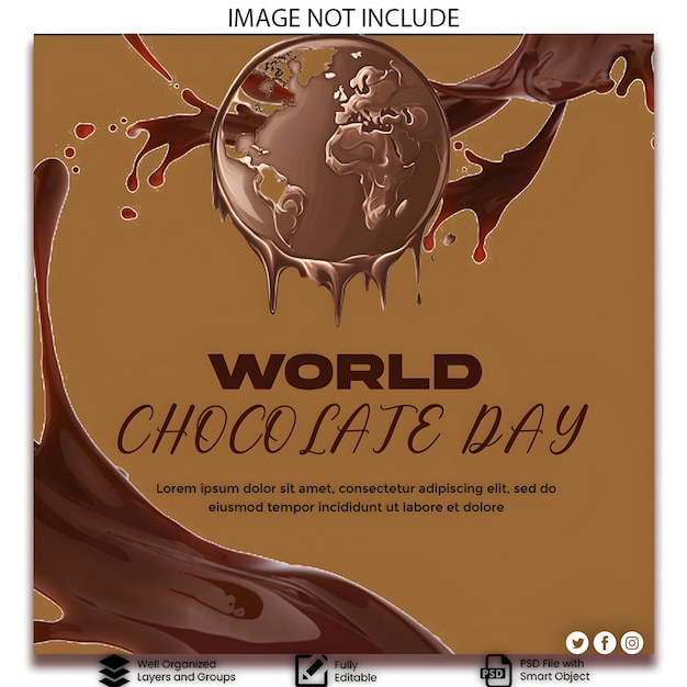 Modelo de cartaz de mídia social do Dia Mundial do Chocolate