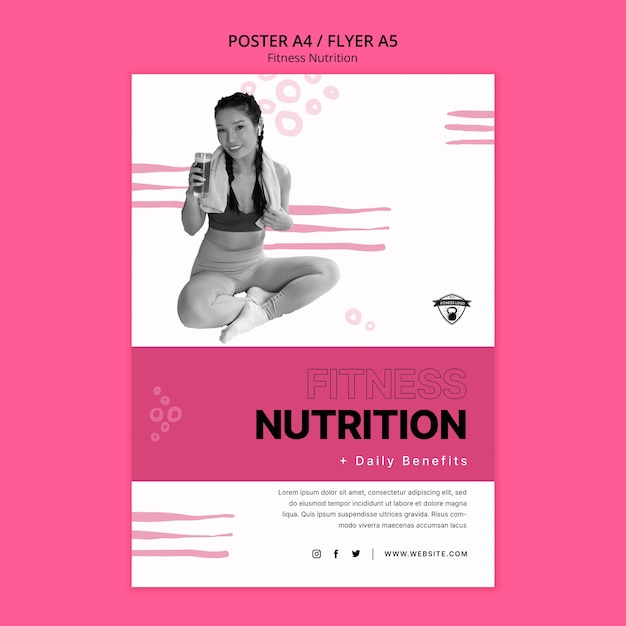 PSD modelo de cartaz de nutrição fitness