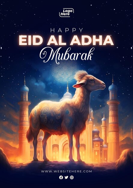 PSD modelo de cartaz de panfleto do festival islâmico psd eid al adha mubarak