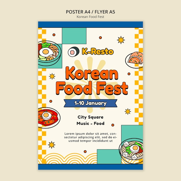 PSD modelo de cartaz de restaurante coreano