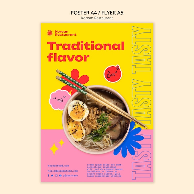 Modelo de cartaz de restaurante coreano