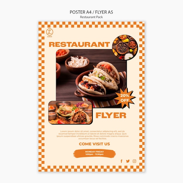 PSD modelo de cartaz de restaurante de comida deliciosa