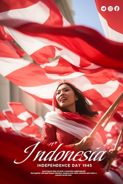 PSD modelo de cartaz de saudação do dia da independência de cerimônia de bandeira