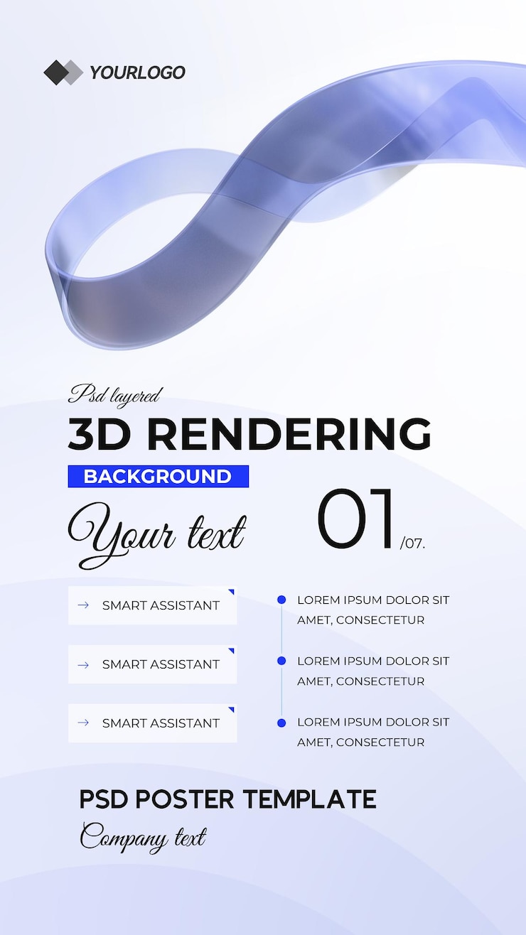 PSD modelo de cartaz de tecnologia de fluxo renderizado em 3d psd