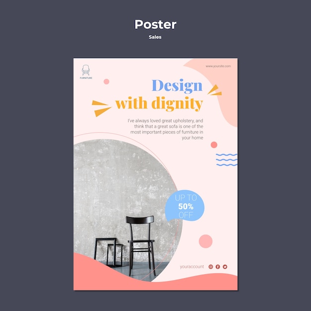 Modelo de cartaz de venda de design plano