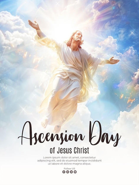 PSD modelo de cartaz do dia da ascensão de jesus cristo e postagem nas redes sociais