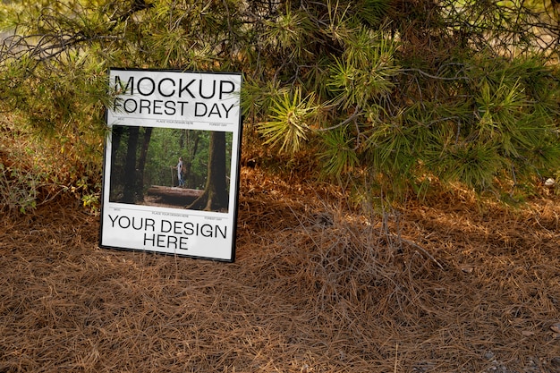 Modelo de cartaz do dia da floresta com a natureza.