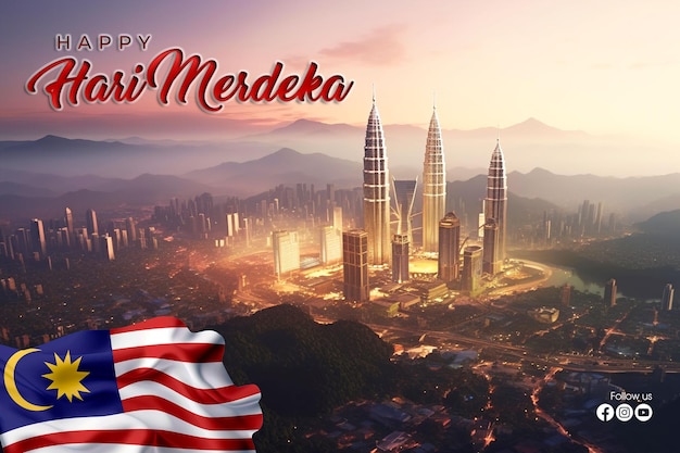 Modelo de cartaz do dia da independência da malásia