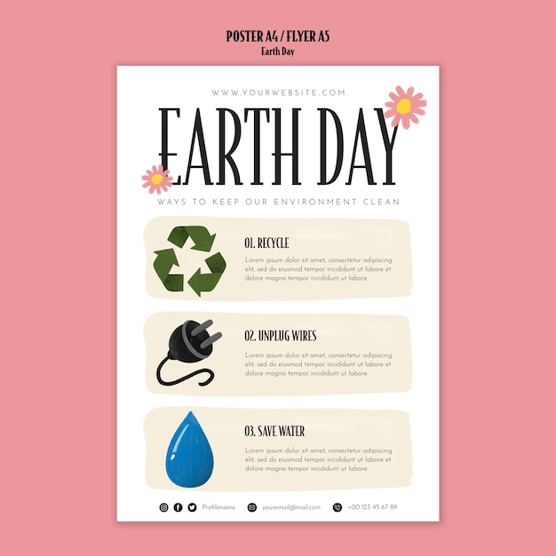 Modelo de cartaz do Dia da Terra desenhado à mão