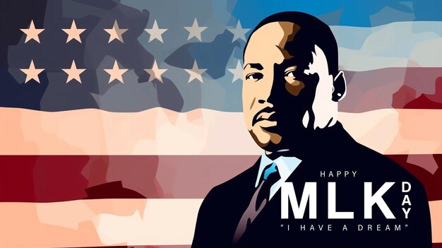 PSD modelo de cartaz do dia de martin luter king jr. com ilustração de homem negro