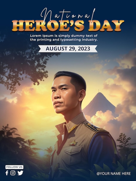 Modelo de cartaz do dia dos heróis nacionais filipinas psd