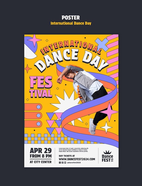 PSD modelo de cartaz do dia internacional da dança