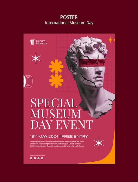 PSD modelo de cartaz do dia internacional dos museus