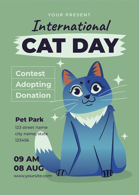 modelo de cartaz do dia nacional do gato