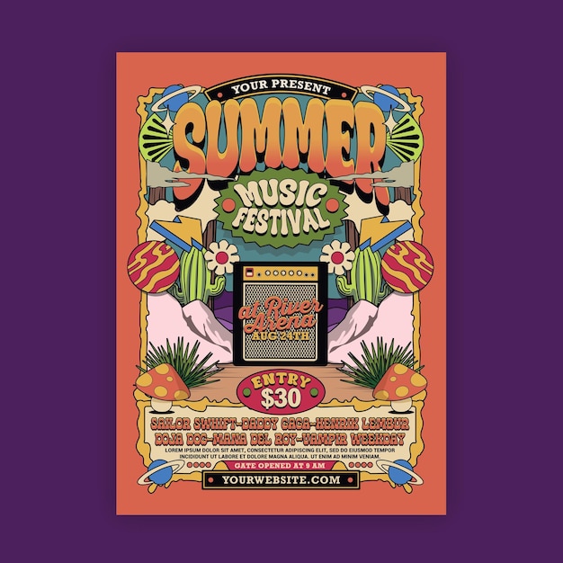 Modelo de cartaz do Festival de Música de Verão