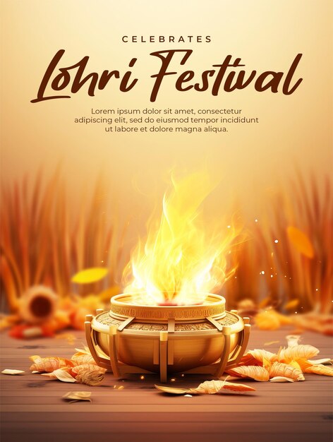 PSD modelo de cartaz do festival happy lohri e postagem social de mídia